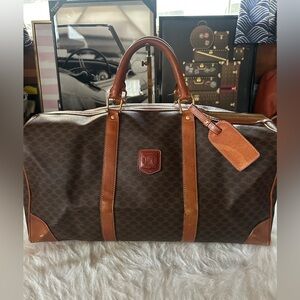 Celine Macadam Weekender Boston Duffle Bag with Luggage Tag Vintage